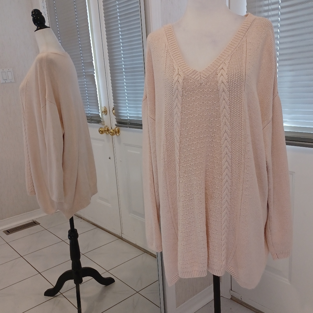 Soft Cream Knit Sweater - Size 2X